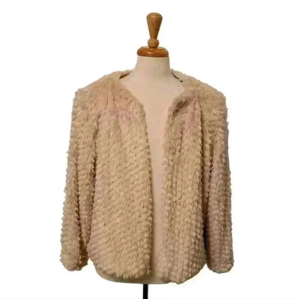 Vintage Cream Faux Fur MobWife Cozy Cardigan Jacket Size  3X Made in Canada